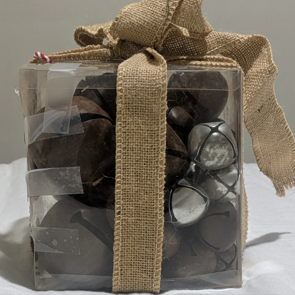 Rustic Burlap Wrapped Decorative Bells